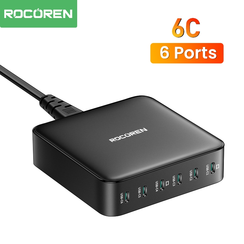 Rocoren 150W USB Type C เครื่องชาร์จความเร็วสูงหลาย 6 พอร์ต Fast ...