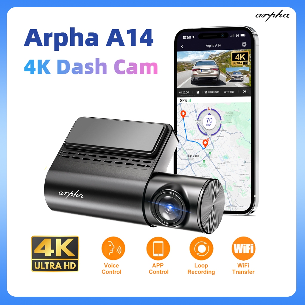 Arpha A14 4K Dashcam 2160P กล ้ องรถยนต ์ เครื ่ องบันทึกการขับขี ่ พร ...