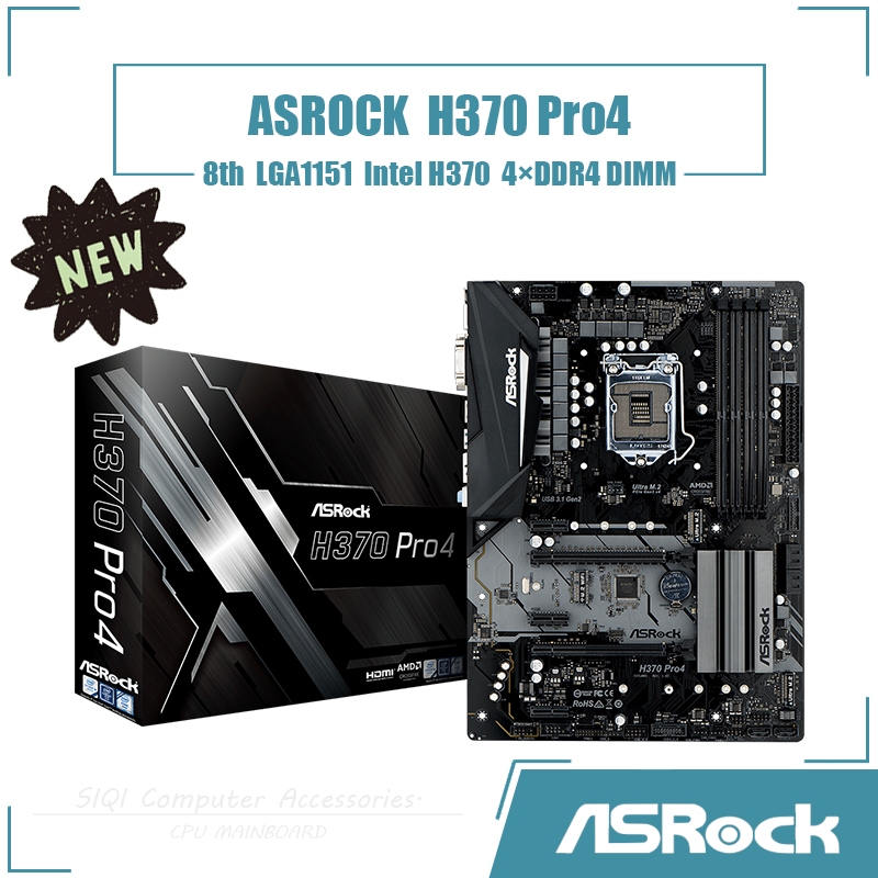Asrock H370 Pro4 เมนบอร์ด LGA 1151 4xDDR4 DIMM ใช้ Intel H370 ชิปเซ็ต ...