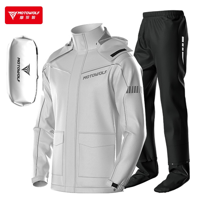 Motowolf Motorcycle Rider Raincoat Set Men Color-Matching with Upgraded ...