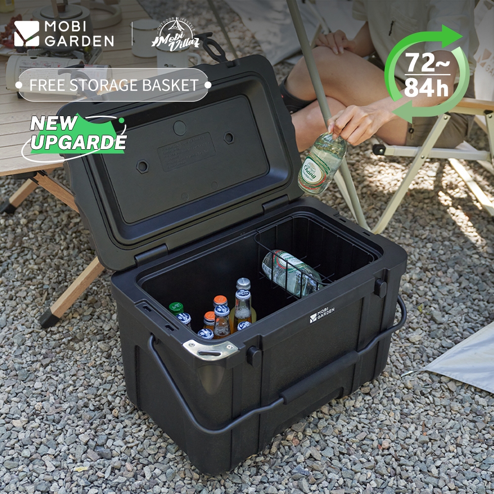 Mobi GARDEN Camping Cooler Box Ice อัพเกรดพร้อมตะกร้าเก็บ 26L รถแบบพกพา ...