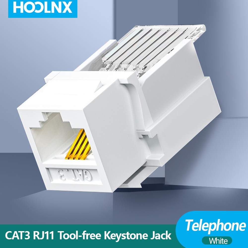 Hoolnx CAT3 RJ11 Keystone Jack, โมดูลโทรศัพท์ปลอดเครื่องมือ RJ11 CAT3 ...