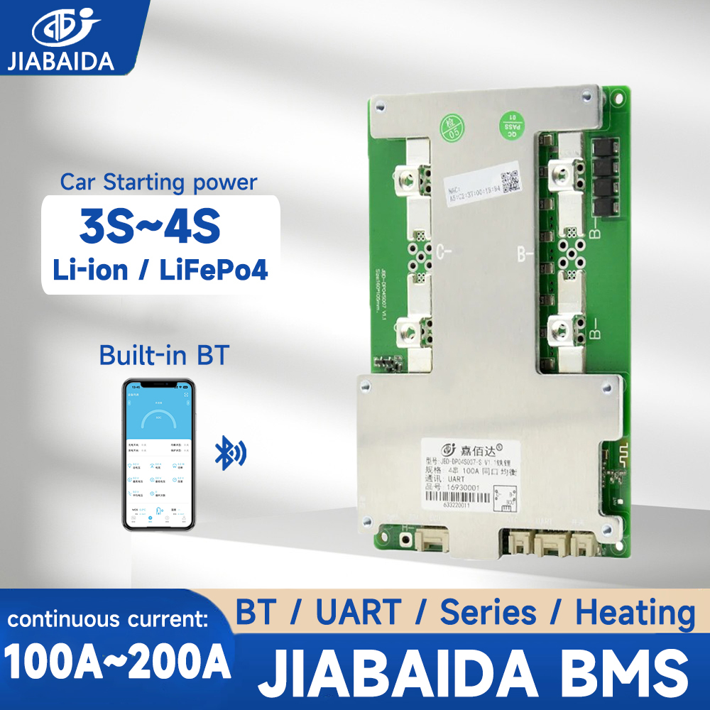 Jiabaida Smart BMS 4S 12V 100A 200A LiFePo4 Li-ion BMS with Bluetooth ...