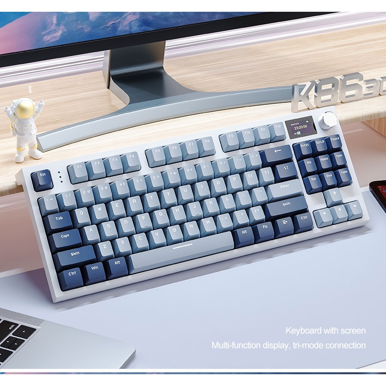 K86 คีย์บอร์ดไร้สาย RGB Tri-Mode, โครงสร้างปะเก็น, Hot Swap, ลูกบิดโลหะ ...