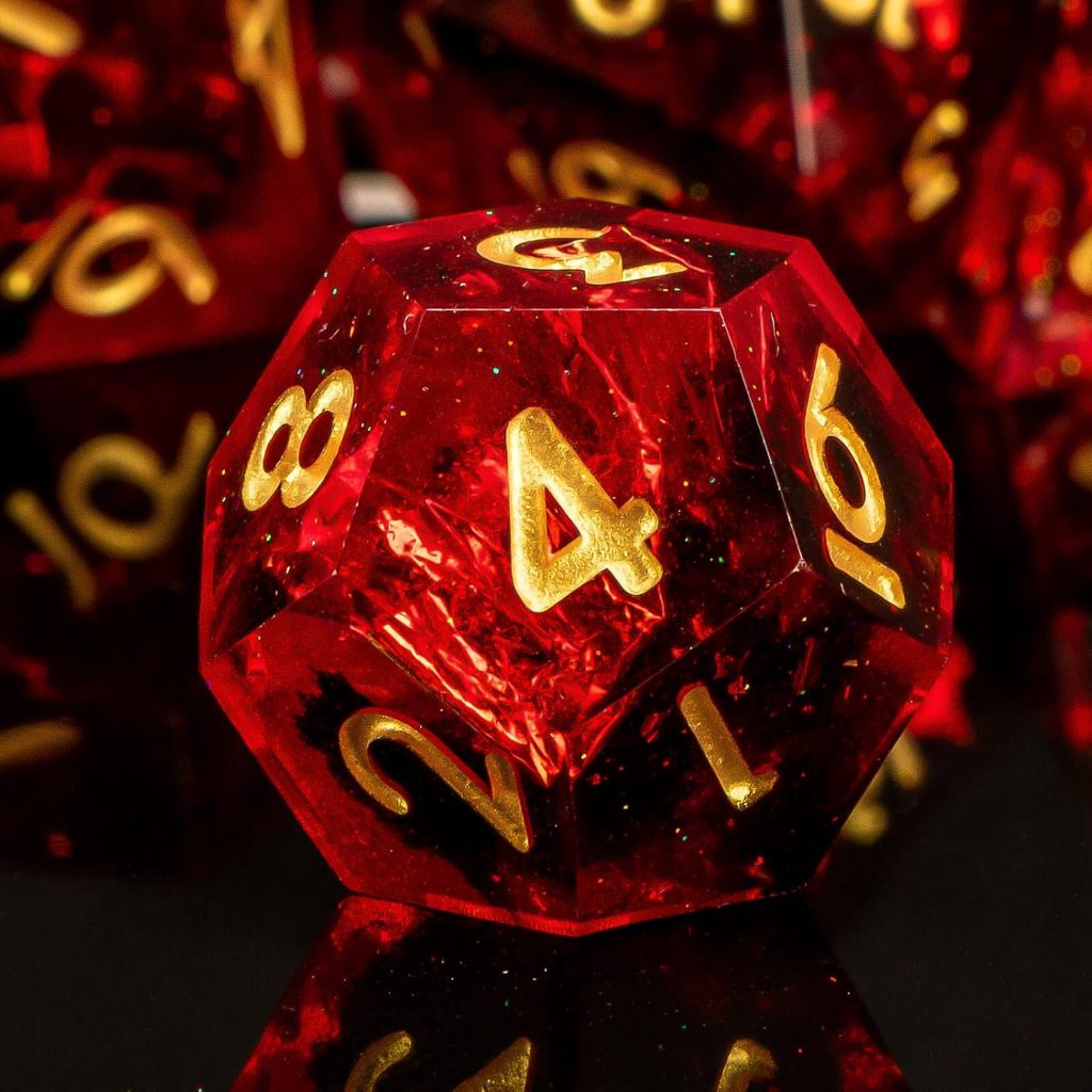 เรซิ่น Sharp Edge DND ชุดลูกเต๋า D&D, Red Dungeons และ Dragons ลูกเต๋า ...