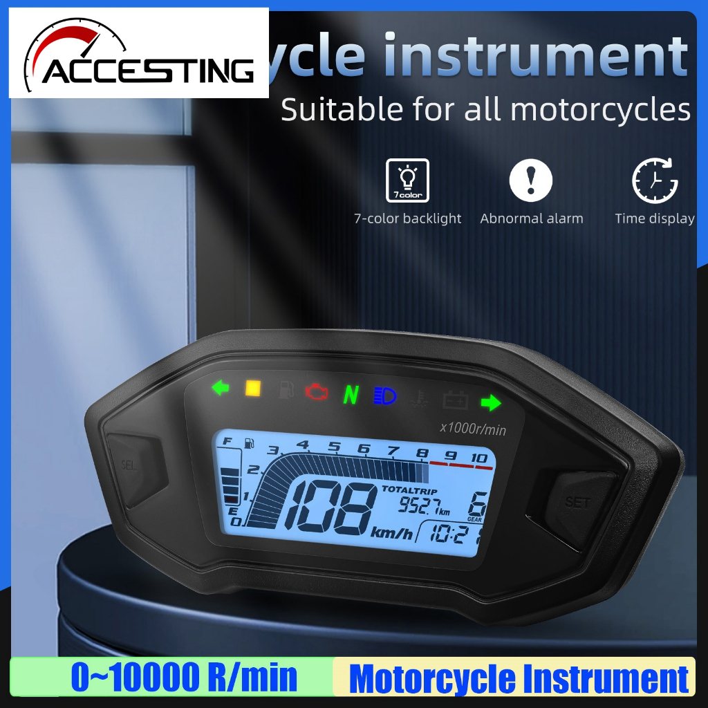 เครื่องวัดความเร็วรอบเครื่องยนต์ดิจิทัล Led 10000Rpm 12V ปรับได้ 7 สี ...