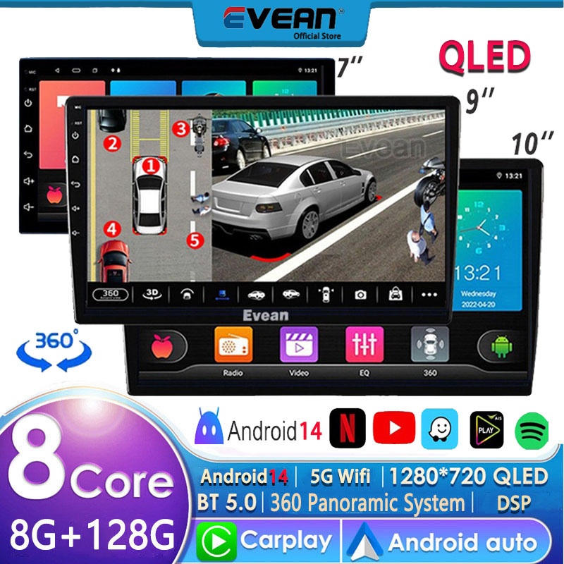 [พัดลมระบายความร้อน Android 14 ]Evean 8G 128G 8Core QLED เครื่องเล่น ...
