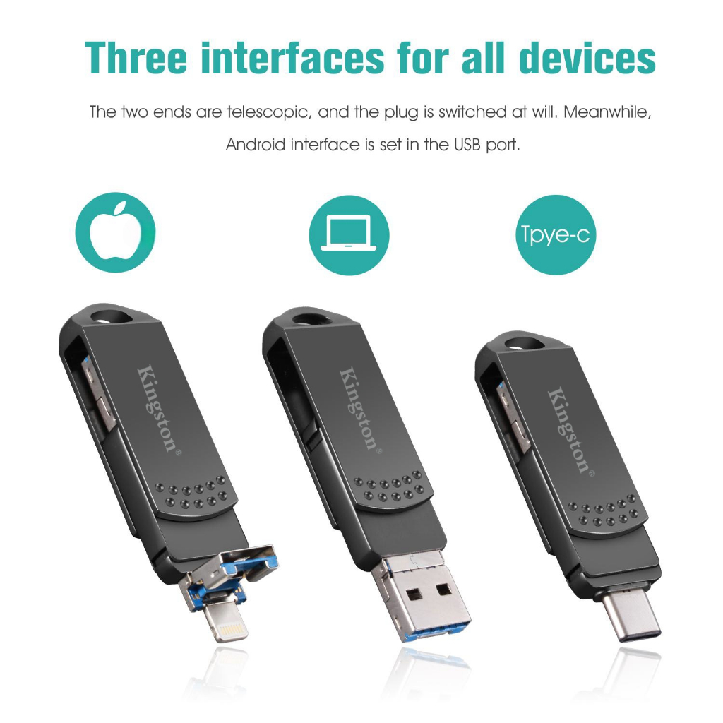 เข้ากันได้กับ 15 iPhone u Disk Kingston 3 in 1 1 1TB ข้อมูล USB Type-C ...