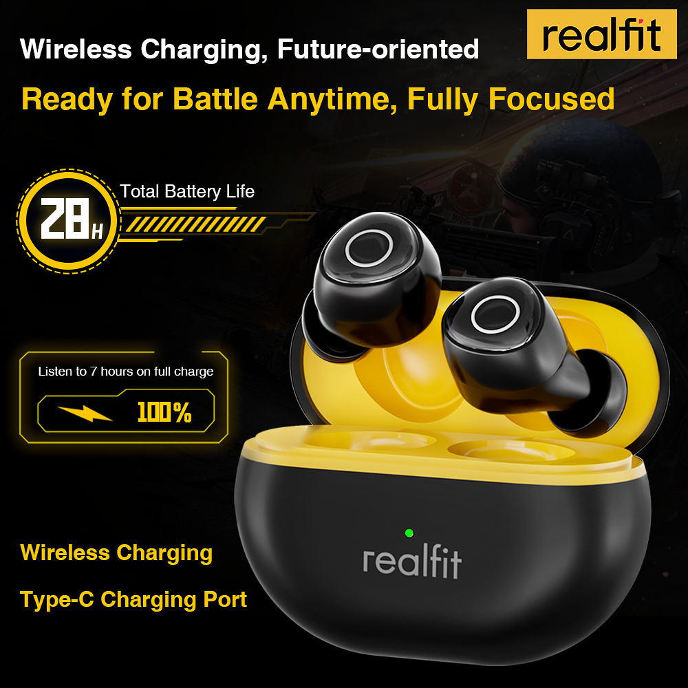Realfit F4 AI หูฟังบลูทูธตัดเสียงรบกวนพร้อมไมโครโฟนควบคุม APP ปรับแต่งโหมดเกม EQ Latency ต่ํา Bluetooth 5.4