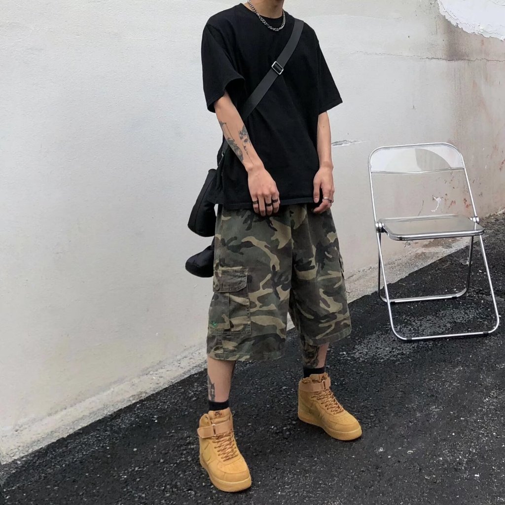American Retro Overalls Shorts Summer Street Wear Loose All-Match ...