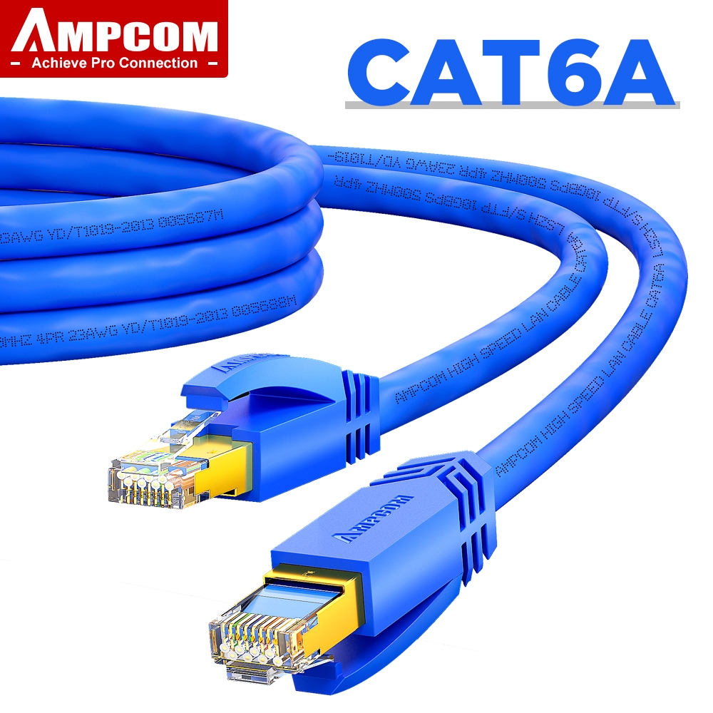 AMPCOM CAT6A สายเคเบิลเครือข่ายอีเธอร์เน็ต 10Gbps RJ45 LAN ความเร็วสูง ...