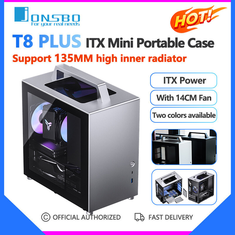 Jonsbo T8 PLUS กรณี Mini ITX คอมพิวเตอร์พกพาด้านข้างโปร่งใสแชสซี ITX ...