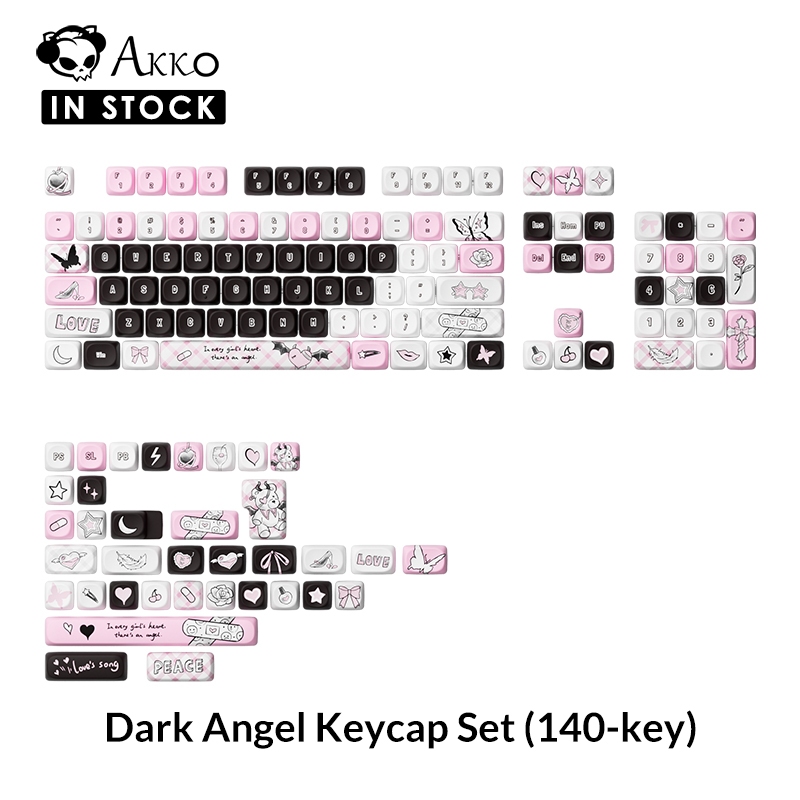 Akko Dark Angel Keycap Set (140 คีย์), โปรไฟล์ MOA PBT Dye-Sub Keycaps ...