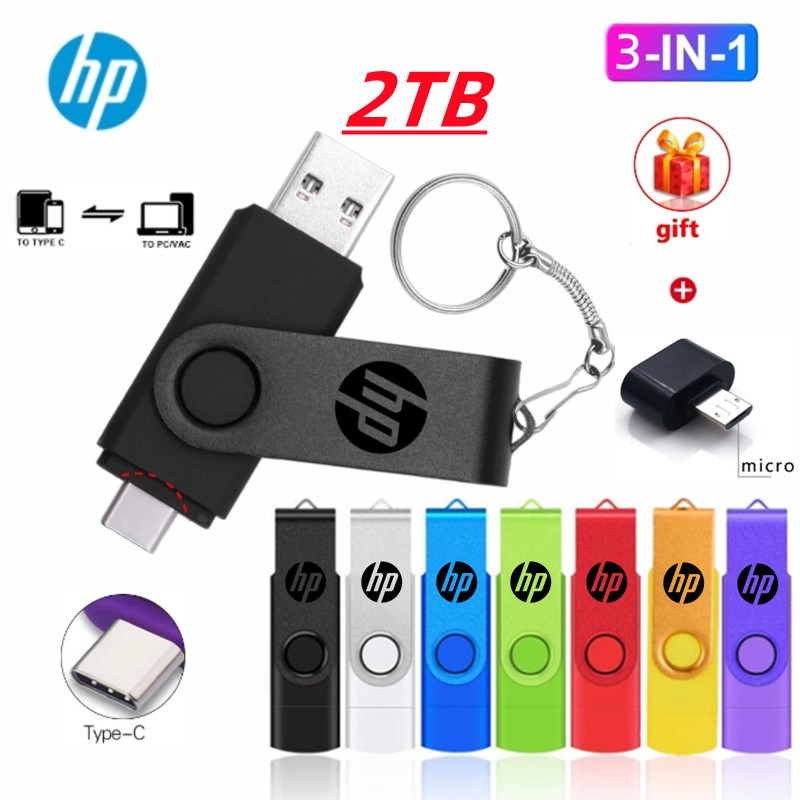 2tb OTG 3 in 1 USB Micro Type-C แฟลชไดรฟ์ความเร็วสูง 1TB 512GB 256GB ...