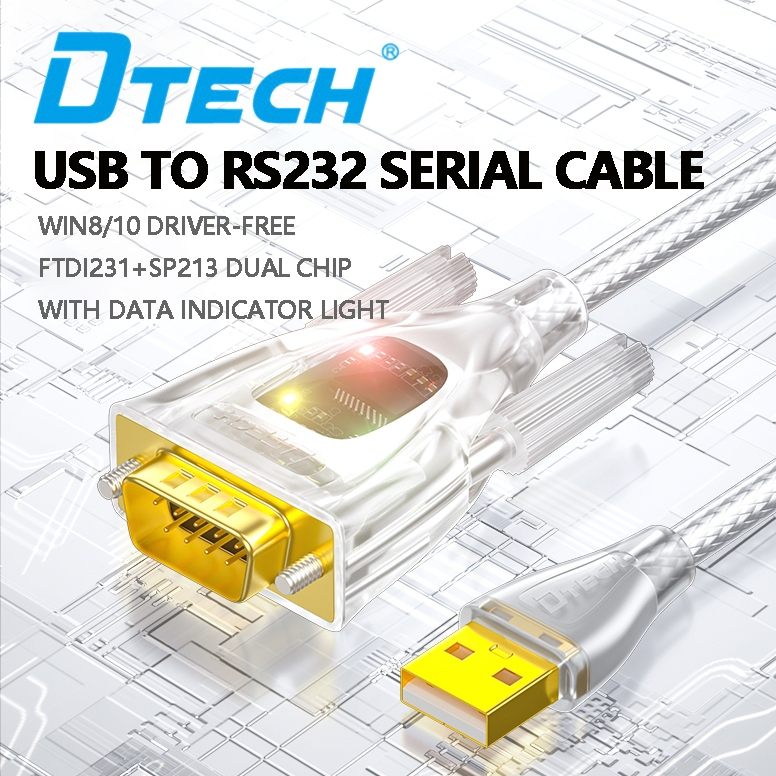 DTECH สายพอร์ตอนุกรม USB to RS232 เกรดอุตสาหกรรม 9 พิน DB9 หัวตัวผู้ ...
