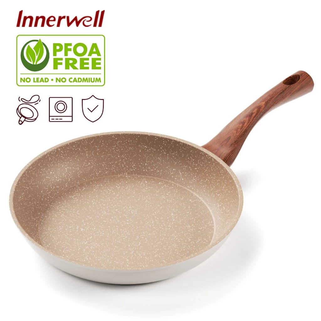 Innerwell กระทะนอนสติ๊ก กระทะ Non Stick กระทะไข่ กระทะไข่เจียว 100% PTFE PFOA-ฟรี ทักษะปลอดสารพิษ เครื่องครัวหินเพื่อสุขภาพ Induction Compatible
