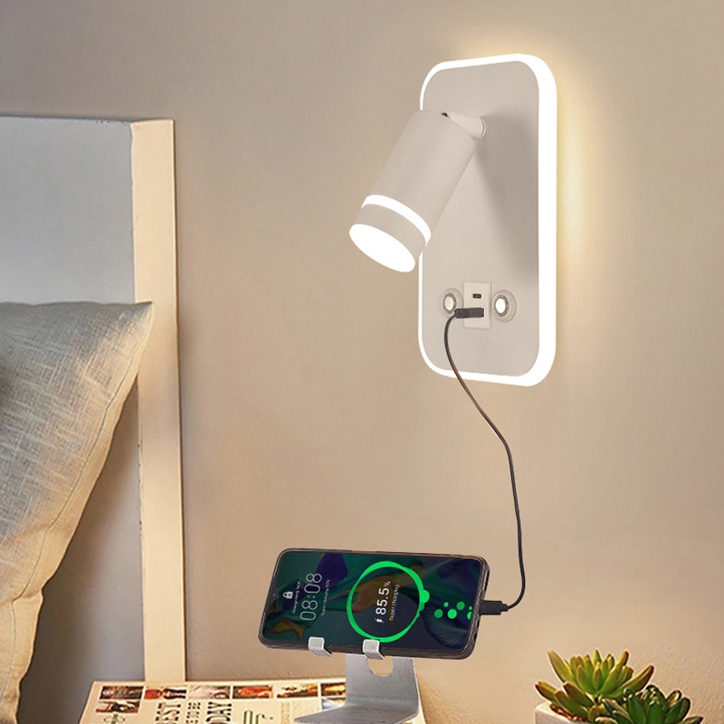 โคมไฟผนังอ่านหนังสือชาร์จ USB ไฟผนังอ่านหนังสือข้างเตียง Ambient Lighting ตกแต่งในร่มสําหรับห้องนอนห้องนั่งเล่นโรงแรมห้องรับประทานอาหารโคมไฟ