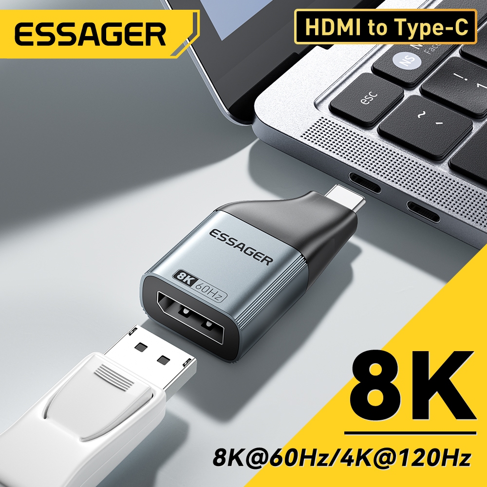 Essager Type-C อะแดปเตอร์วิดีโออลูมิเนียมอัลลอยด์รองรับอินเทอร์เฟซ HDMI,DP,Mini DP,VGA