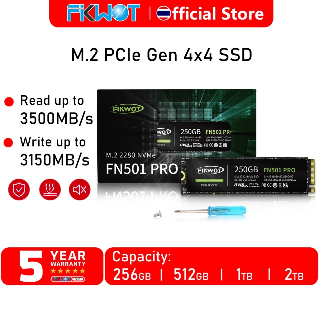 Fikwot FN501Pro 1/2TB NVMe PCIe Gen3.0x4 M.2 2280 SSD Read 3500MB