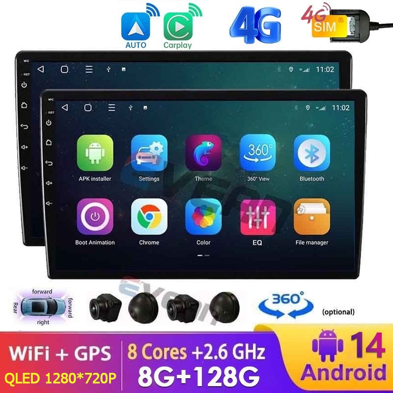 [8G+128G 360° Panoramic] Android 14 9/10 นิ้ว Android รถวิทยุสเตอริโอ ...