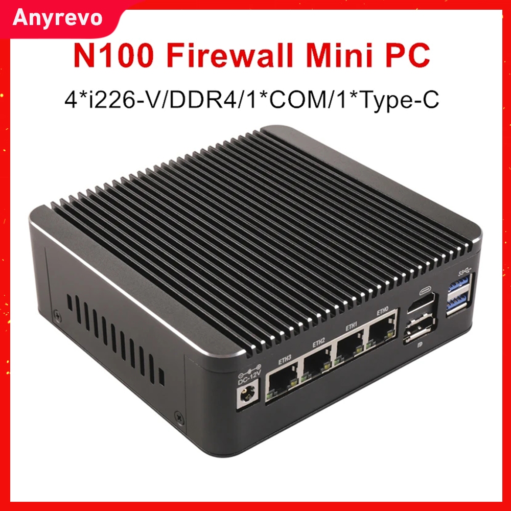 12th Gen Intel N100 2.5G Soft Router 4x i226-V LAN 1*COM RJ45 Fanless ...