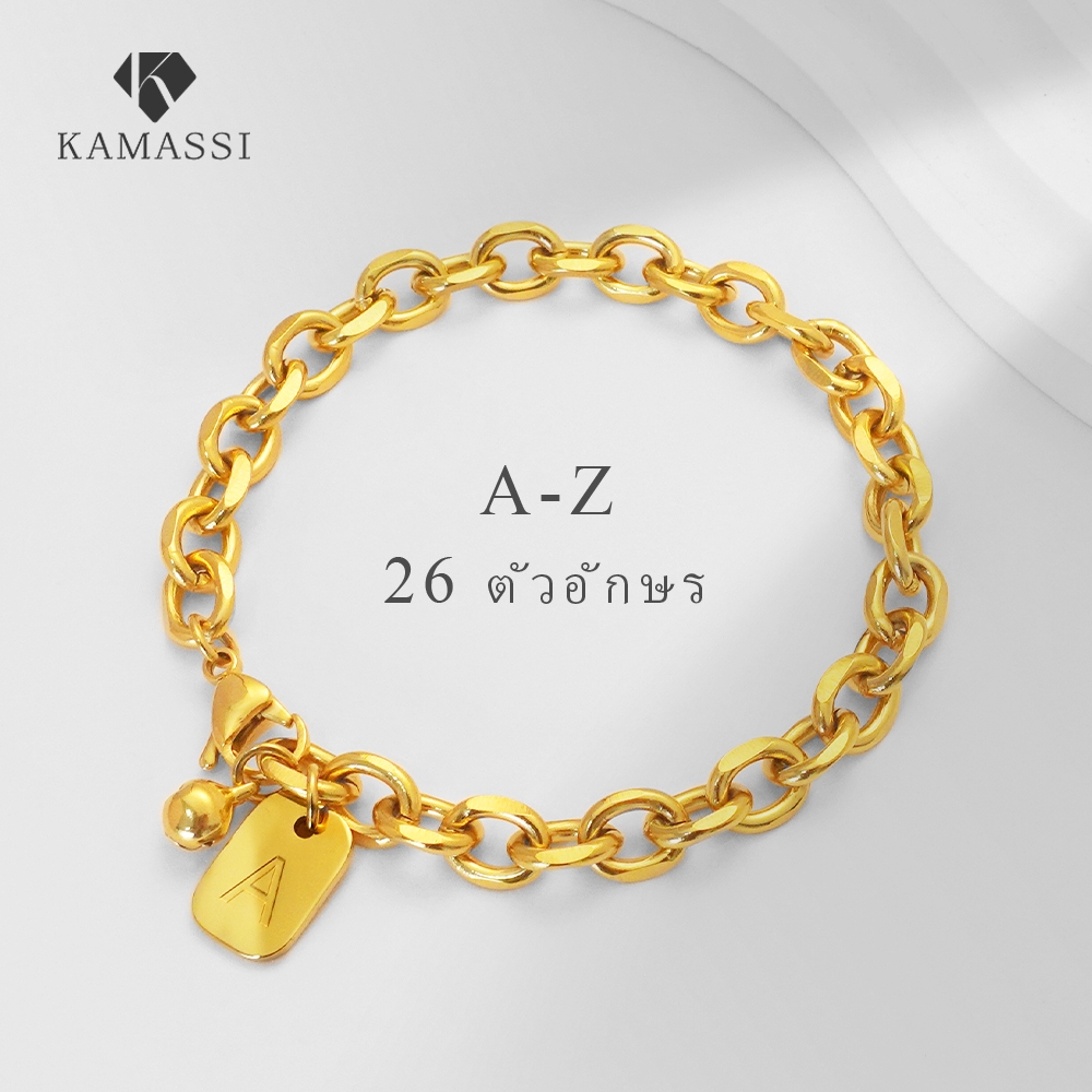 KAMASSI สร้อยข้อมือผู้หญิง สเตนเลสแท็กตัวอักษร ไม่แพ้ง่าย ไม่ลอกดำ กัน ...