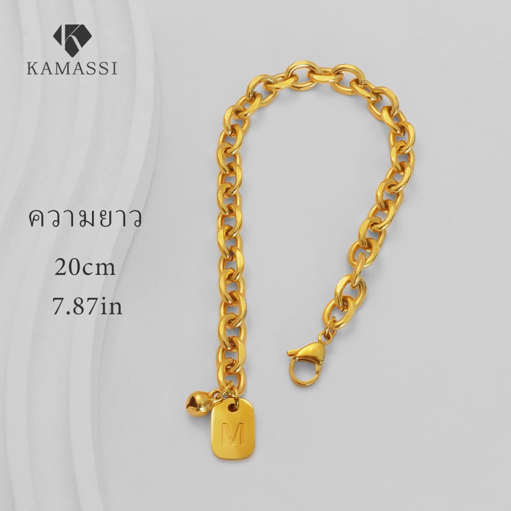 KAMASSI สร้อยข้อมือผู้หญิง สเตนเลสแท็กตัวอักษร ไม่แพ้ง่าย ไม่ลอกดำ กัน ...