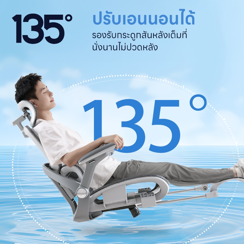 Yisong รุ่น X365 เก้าอี้สีขาว เก้าอี้สีเทา เก้าอี้ทํางาน เก้าอี้เกม เก้าอี้เกมมิ่ง Ergonomic chair ตาข่ายเย็นพิเศษ ที่วางแขนอัปเกรด 7D มีการปรับรับสรีระช่วงเอว