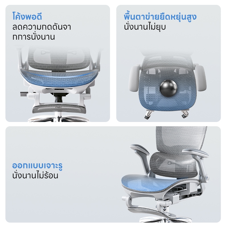 Yisong รุ่น X365 เก้าอี้สีขาว เก้าอี้สีเทา เก้าอี้ทํางาน เก้าอี้เกม เก้าอี้เกมมิ่ง Ergonomic chair ตาข่ายเย็นพิเศษ ที่วางแขนอัปเกรด 7D มีการปรับรับสรีระช่วงเอว