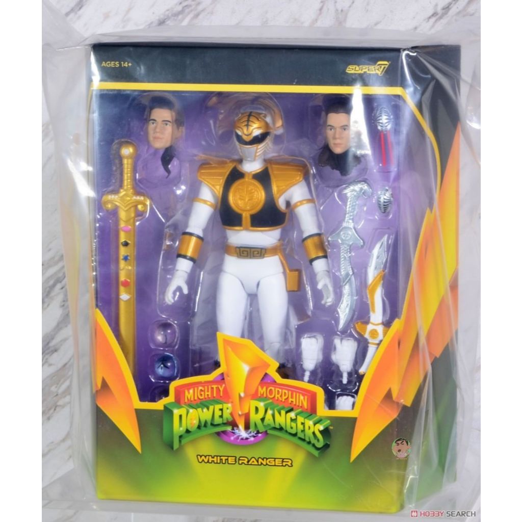 Super7 Mighty Morphin Power Rangers White Ranger Ultimate Action Figure ...