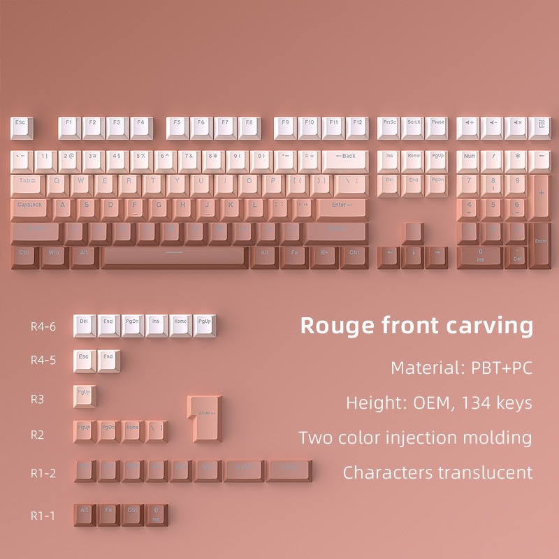 -LW- Rouge Mechanical Keyboard Front Printing Keycap Doubleshot OEM ...