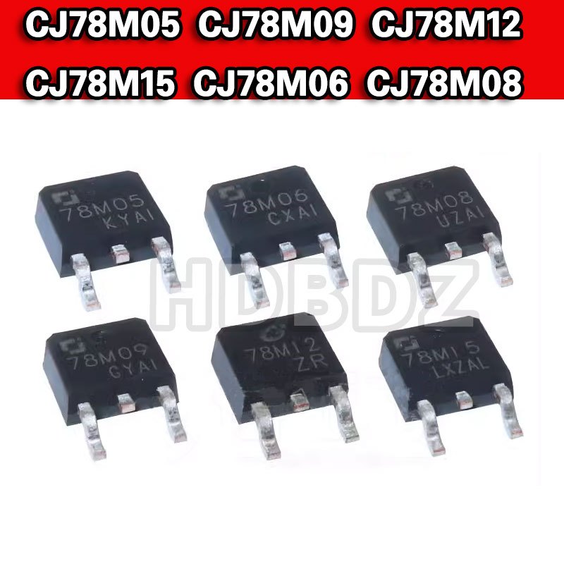 10pcs 78M05 78M09 78M12 78M15 78M06 78M08 TO-252 Three-End แรงดันไฟฟ้า ...