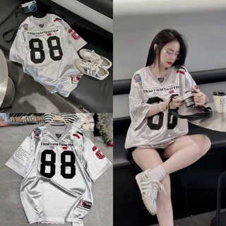 Silver T-shirt 88 soccer T-shirt No. 88 Glossy Silver เสื้อยืดผู้หญิง เสื้อกีฬา Format หลวม Hottrend 2025