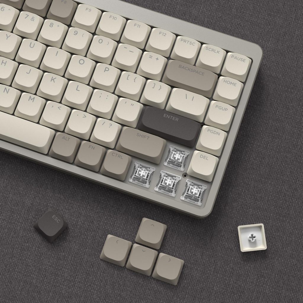 Voier Low Profile 140 คีย์สีกากี Keycaps RGB Backlit Shine ผ่าน PBT ...