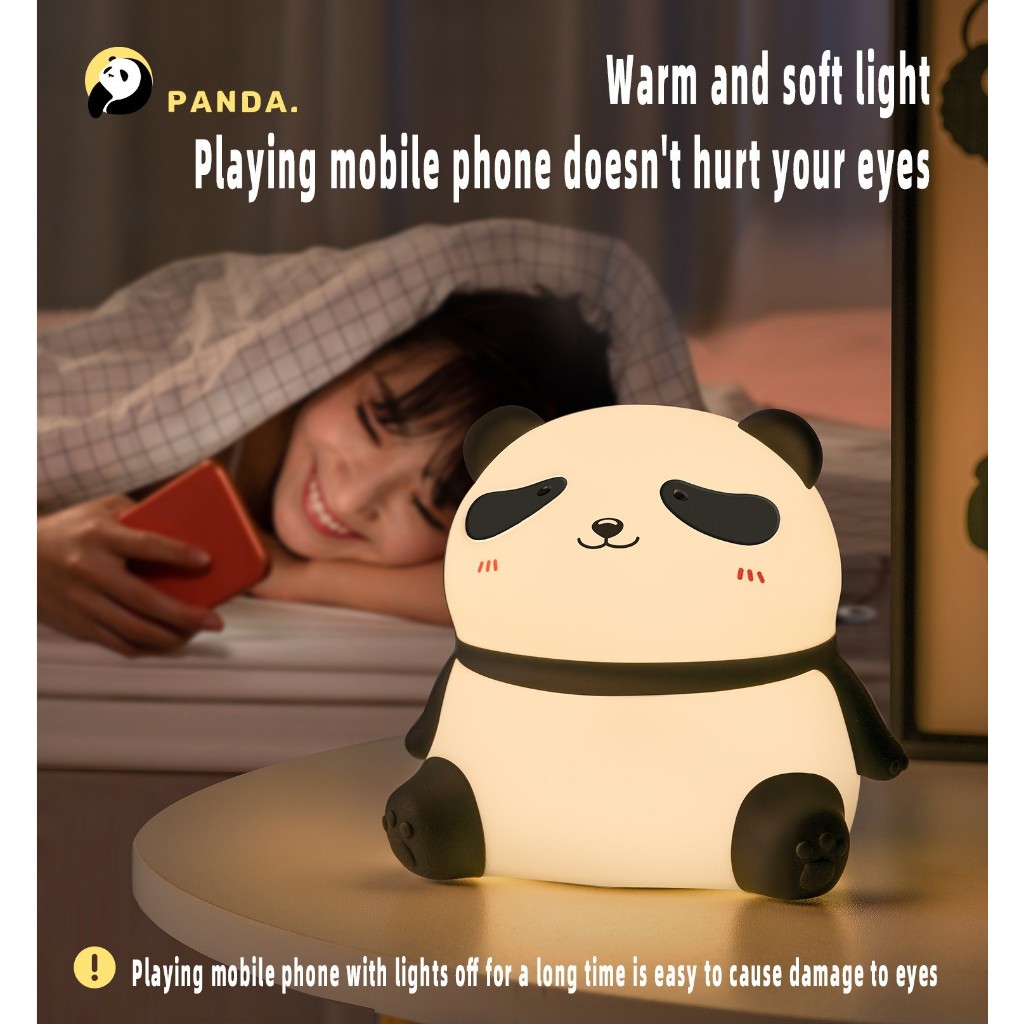 Panda Light LED Pat Light ไฟให้อาหารข้างเตียง USB ซิลิโคนไฟกลางคืนชาร์จ ...