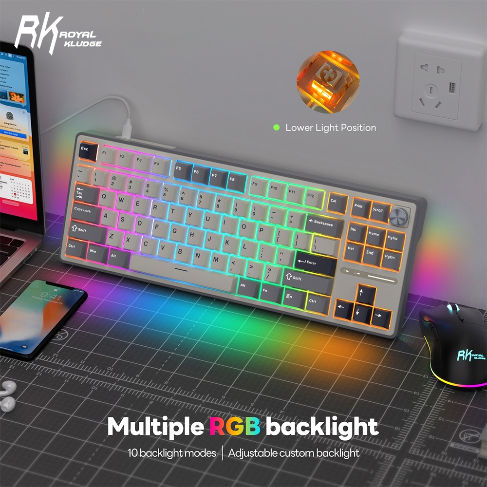 Royal Kludge RK R87Pro Half Grey 88 Key Gaming Keyboard 80% พร้อม ...