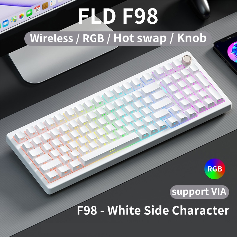 [ของขวัญ] Fld F98 Mechanical Keyboard ไร้สาย Hot Swap RGB 98keys ...