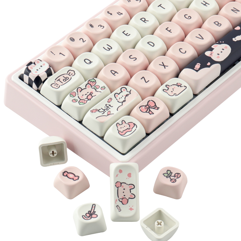 Toffee Rabbit keycaps 132 คีย์ keycaps MOA Profile DYE-SUB ส่วนบุคคล ...