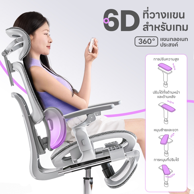 YISONG รุ่น X360 เก้าอี้สีขาว เก้าอี้สีเทา เก้าอี้ทํางาน เก้าอี้เกมมิ่ง ปรับเอนได้ Ergonomic chair 7D อัพเกรดที่วางแขน พื้นผิวตาข่ายไหมเย็นพิเศษที่พัฒนาใหม่