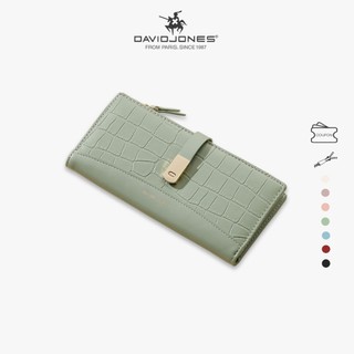 David Jones Paris กระเป๋าสตางค์ใบยาว ลายหนังจระเข้ 2 พับ ใส่บัตรได้ สําหรับผู้หญิง