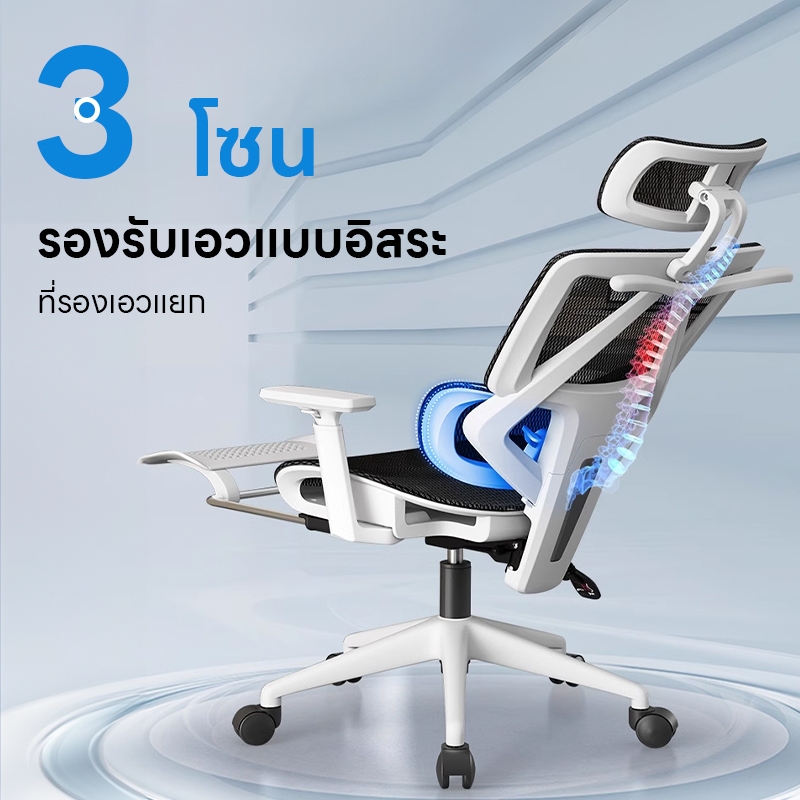 YISONG รุ่น LS998 เก้าอี้สีขาว เก้าอี้สีดำ เก้าอี้ทํางาน เก้าอี้เกมมิ่ง เก้าอี้เกม เก้าอี้ ergonomic พนักพิงปรับเอนได้ 145° ผ้าใบไอซ์ Five-year warranty