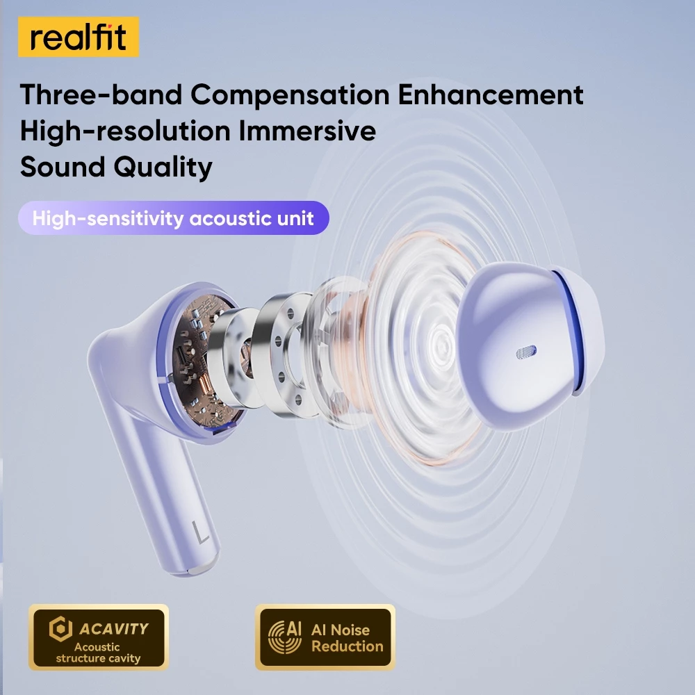 realfit F2 Max Bluetooth 5.4 Active Noise Cancelling หูฟังบลูทูธอัจฉริยะแบบไดนามิก ANC Punchy Bass พร้อมไมโครโฟน