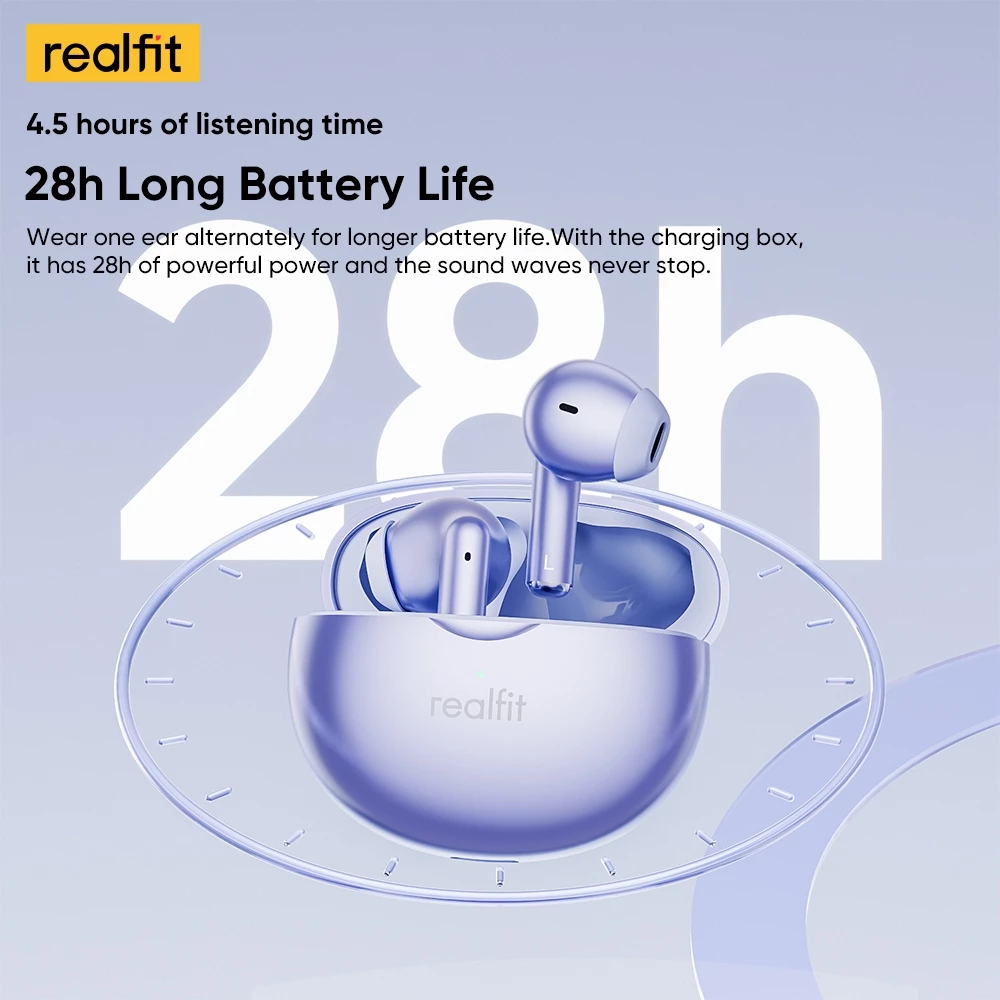 realfit F2 Max Bluetooth 5.4 Active Noise Cancelling หูฟังบลูทูธอัจฉริยะแบบไดนามิก ANC Punchy Bass พร้อมไมโครโฟน