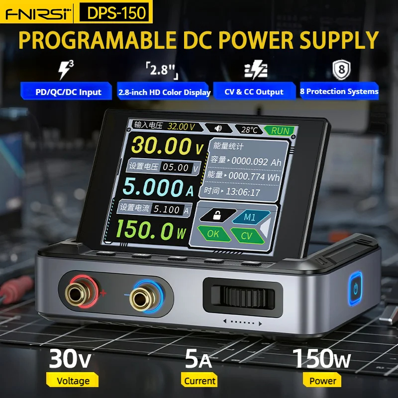 Fnirsi DPS150 แบบพกพาห้องปฏิบัติการ DC Power Supply 30V 5A 150W ปรับ ...