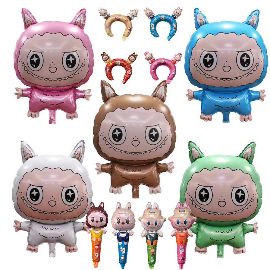 Pop MART THE MONSTERS LABUBU Labu 5 สีฟอยล์บอลลูน Party Party Set ...