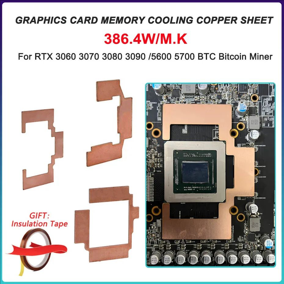 Gpu RAM ทองแดงความร้อนสําหรับหม้อน้ําหน่วยความจํา Miner BTC RTX 3060 ...