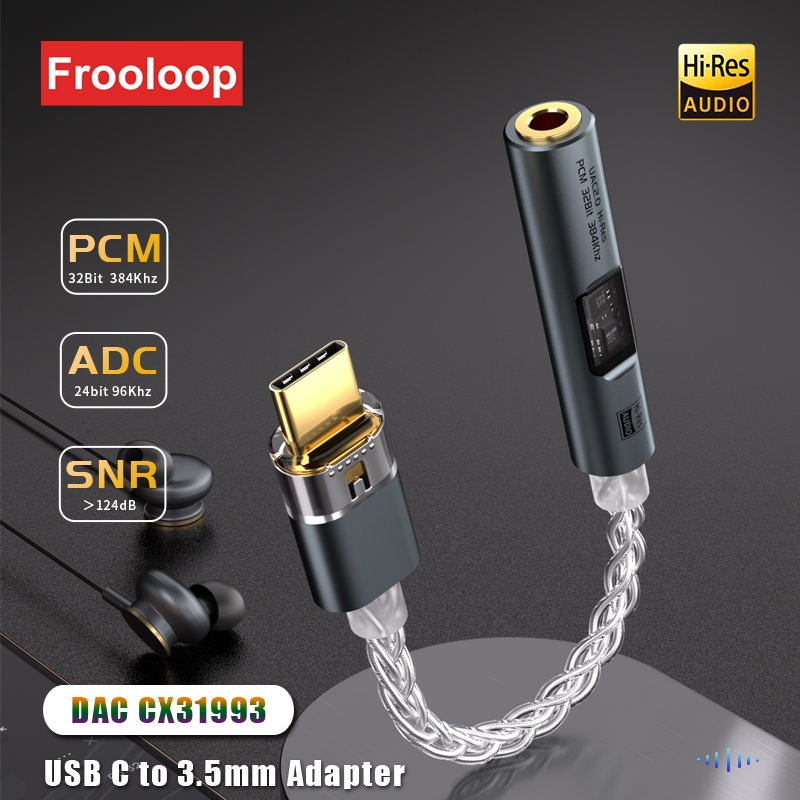 Usb ประเภท C ถึง 3.5 มม.แจ็คอะแดปเตอร์หูฟัง Amp HiFi DAC Type-C เสียง ...