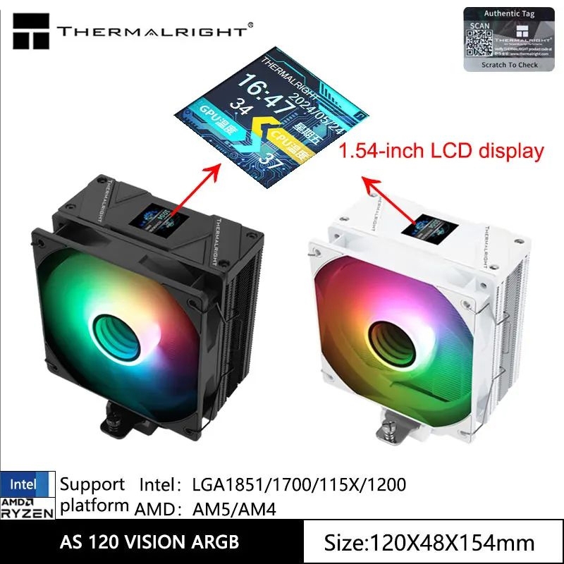 Thermalright TL-AS120 VISION ARGB หม้อน้ําระบายความร้อนคอมพิวเตอร์ ท่อ ...