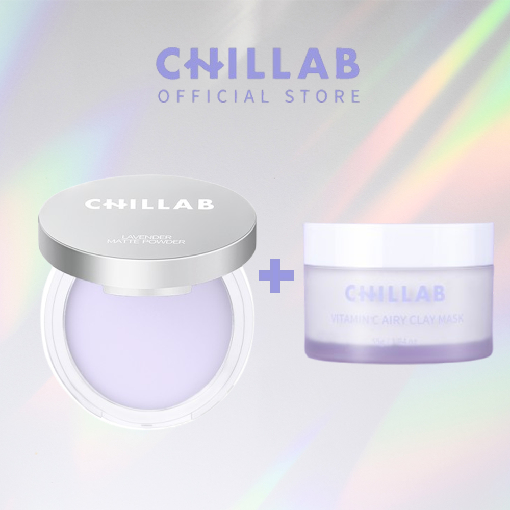 [CHILLAB COMBO] Lavender Matte Powder แป้งม่วงคุมมัน + Vitamin C Airy ...