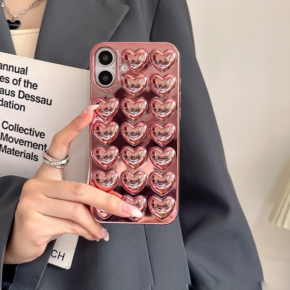 Rose Gold Small Loveเคสโทรศัพท์เหมาะสําหรับiPhone 16 15 14 13 12 11 Pro